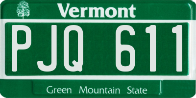 VT license plate PJQ611