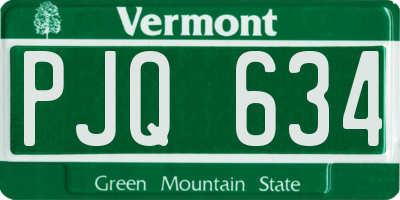 VT license plate PJQ634