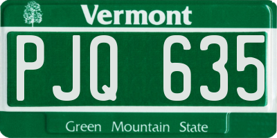 VT license plate PJQ635