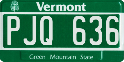 VT license plate PJQ636