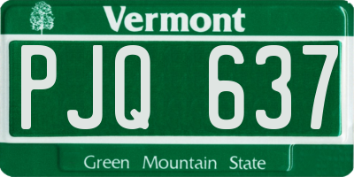 VT license plate PJQ637