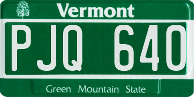 VT license plate PJQ640