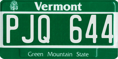 VT license plate PJQ644