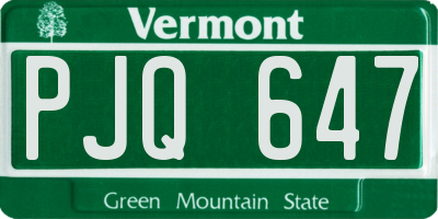 VT license plate PJQ647