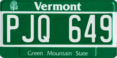 VT license plate PJQ649