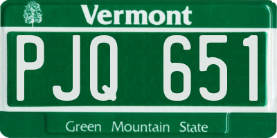 VT license plate PJQ651