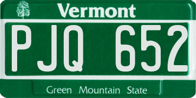 VT license plate PJQ652