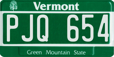 VT license plate PJQ654