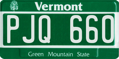 VT license plate PJQ660