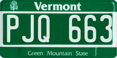 VT license plate PJQ663