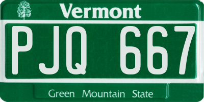 VT license plate PJQ667