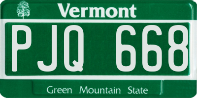 VT license plate PJQ668