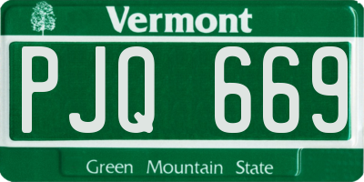 VT license plate PJQ669