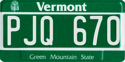 VT license plate PJQ670