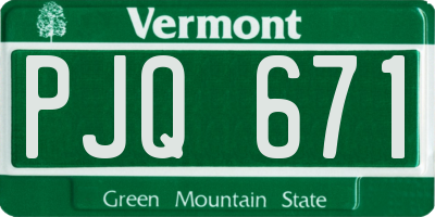 VT license plate PJQ671