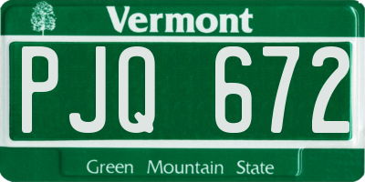 VT license plate PJQ672