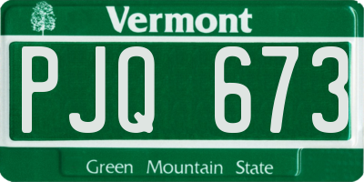 VT license plate PJQ673