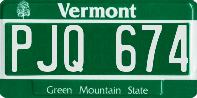 VT license plate PJQ674