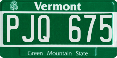 VT license plate PJQ675