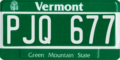 VT license plate PJQ677