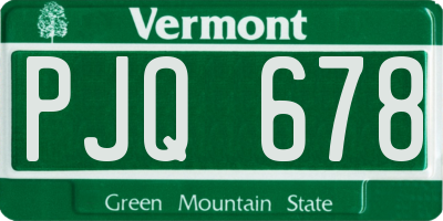 VT license plate PJQ678