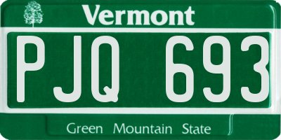 VT license plate PJQ693