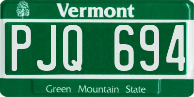 VT license plate PJQ694