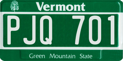 VT license plate PJQ701