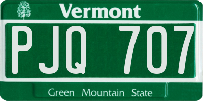 VT license plate PJQ707