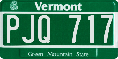 VT license plate PJQ717