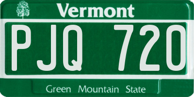 VT license plate PJQ720