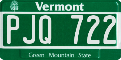 VT license plate PJQ722