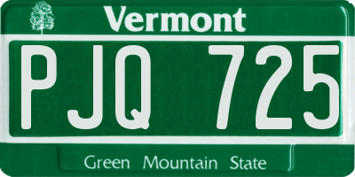 VT license plate PJQ725