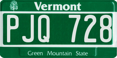 VT license plate PJQ728