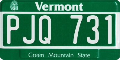 VT license plate PJQ731