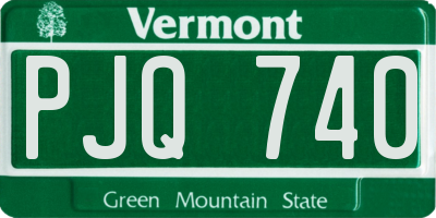 VT license plate PJQ740