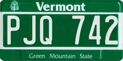 VT license plate PJQ742