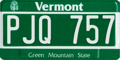 VT license plate PJQ757