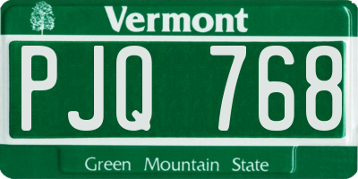 VT license plate PJQ768