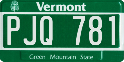 VT license plate PJQ781