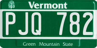 VT license plate PJQ782