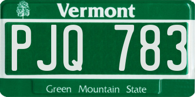VT license plate PJQ783