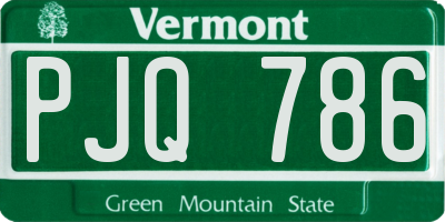 VT license plate PJQ786
