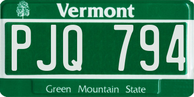 VT license plate PJQ794