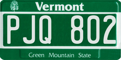 VT license plate PJQ802