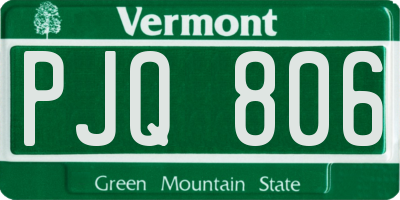 VT license plate PJQ806