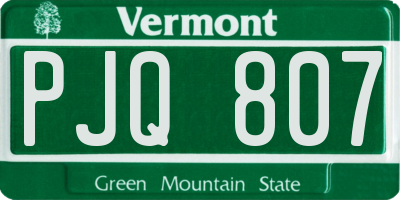 VT license plate PJQ807