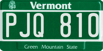 VT license plate PJQ810