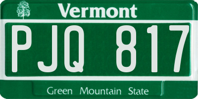 VT license plate PJQ817