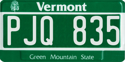 VT license plate PJQ835